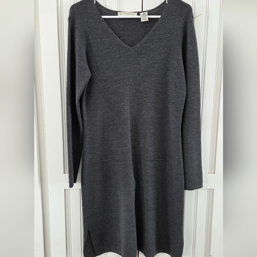 Pursuits Ltd Merino Wool Womens Charcoal 100% Long Sleeve Dress M